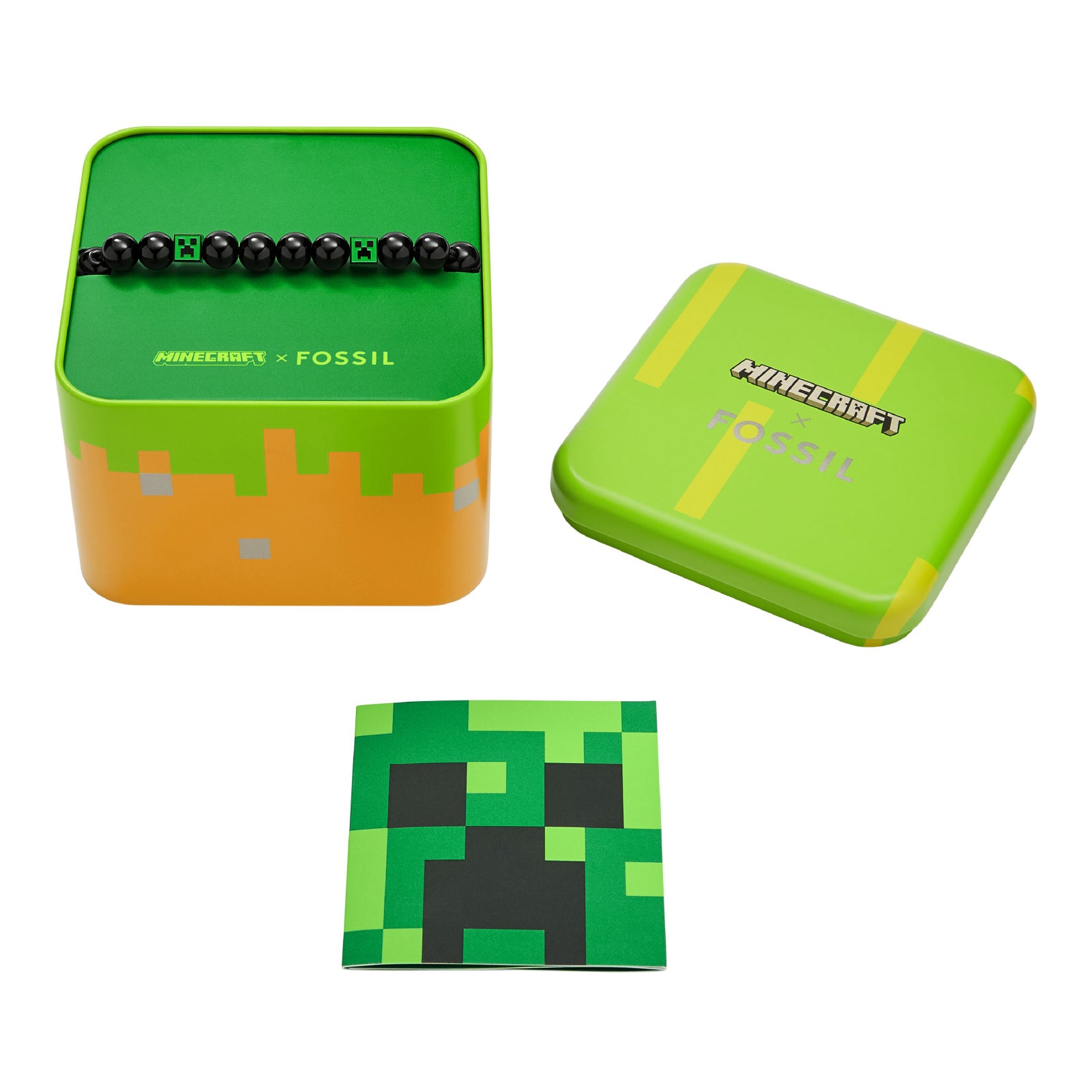 Bracciale con sfere Fossil minecraft con l’immagine di un Creeper REGOLABILE