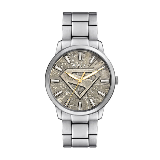 Orologio da uomo Fossil SUPERMAN in acciao di colore grigio MISURA UNICA