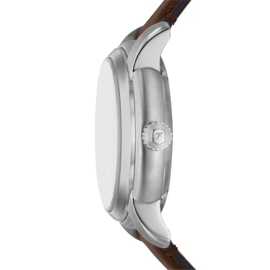 Orologio automatico Fossil in acciaio argento e pelle marrone F.ME3264