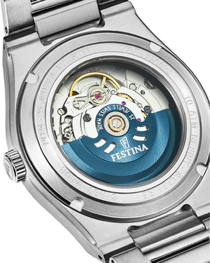 Orologio automatico della collezione Festina My Swiss Time da uomo con cassa 40mm e bracciale in acciaio e quadrante blu F20028/2