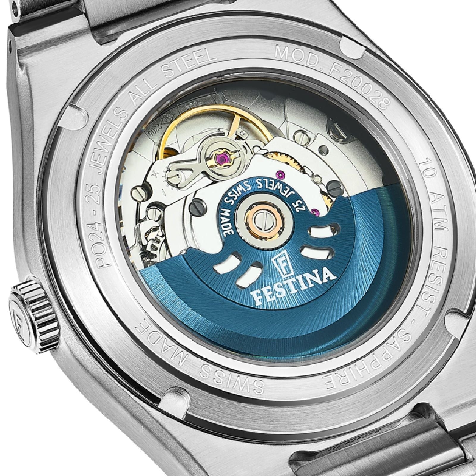Orologio automatico uomo Festina My Swiss Time acciaio quadrante verde 40mm F20028-3-3