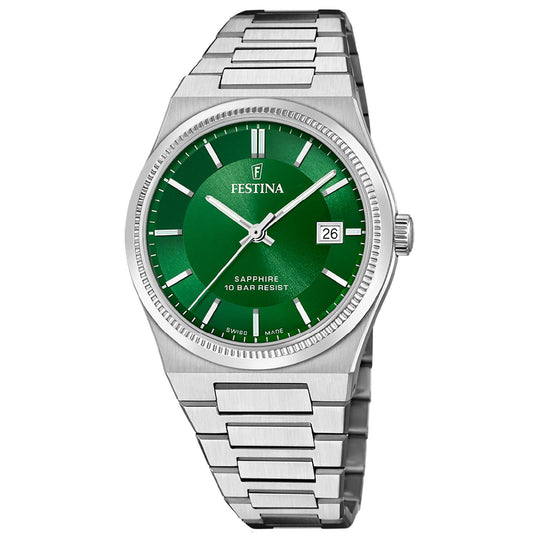 Orologio solo tempo uomo Festina My Swiss Time acciaio quadrante verde 40mm F20034-3-1