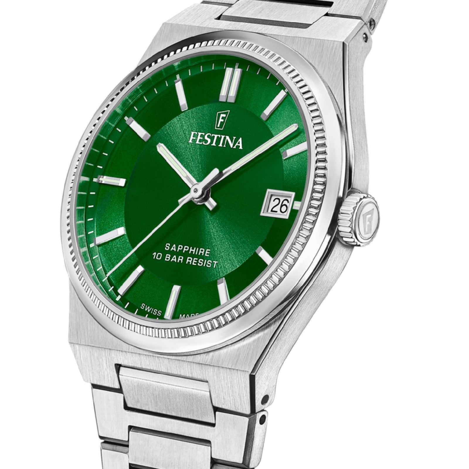 Orologio solo tempo uomo Festina My Swiss Time acciaio quadrante verde 40mm F20034-3-3