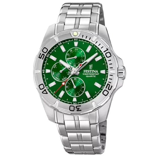 Orologio Multifunzione uomo Festina in acciaio e quandrante verde 43 mm F20445-7-1
