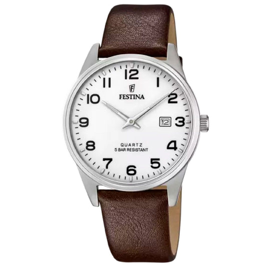 Orologio uomo Festina Classics in acciaio pelle marrone 39,3 mm F20512-1-1