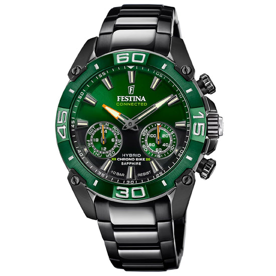 Orologio ibrido uomo Festina Connected acciaio nero quadrante verde 45,5mm F20548-2-1