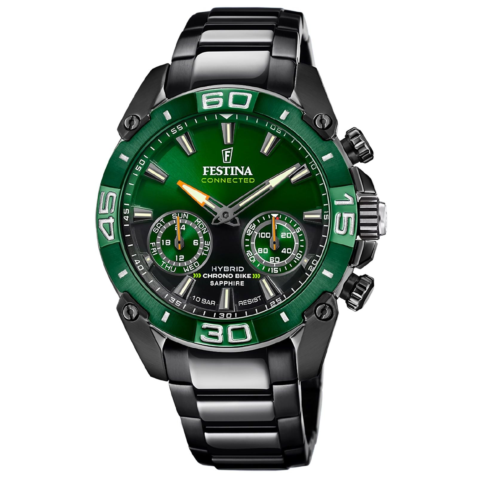Orologio ibrido uomo Festina Connected acciaio nero quadrante verde 45,5mm F20548-2-1