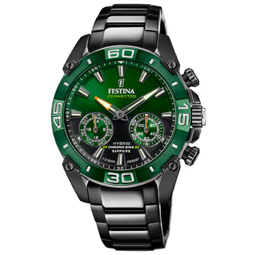 Orologio ibrido uomo Festina Connected acciaio nero quadrante verde 45,5mm F20548-2-1