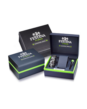 Orologio ibrido della collezione Festina Connected da uomo con cassa 45,5mm e bracciale in acciaio pvd nero e quadrante verde F20548/2
