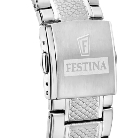 Orologio crono uomo Festina Timeless in acciaio quandrante nero 44,5 mm F20668-6-2