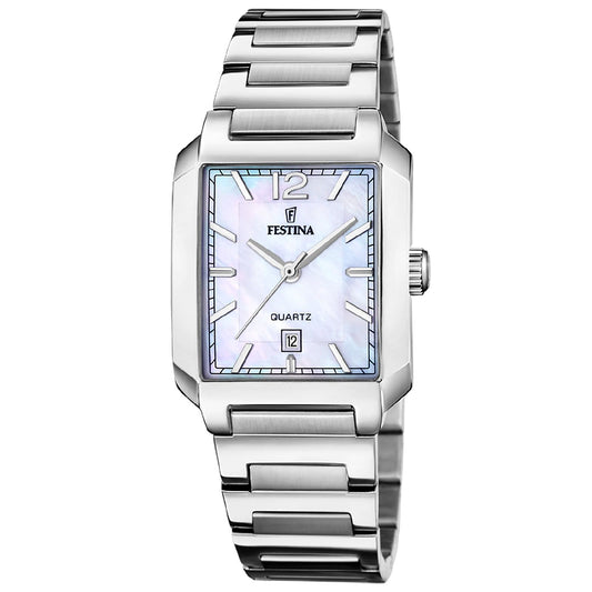 Orologio da donna solo tempo Festina On The Square in acciaio cassa rettangolare con quadrante beige F20679-2-1