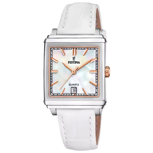 Orologio donna Festina cassa rettangolare 27 mm, madreperla pelle F20682-1-1