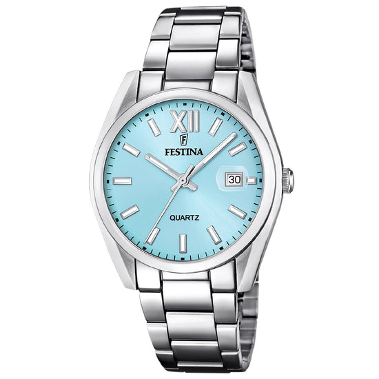 Orologio da uomo solo tempo Festina Classics in acciaio con quadrante azzurro F20683-2-1
