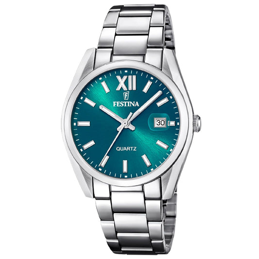 Orologio da uomo solo tempo Festina Classics in acciaio con quadrante verde F20683-3-1
