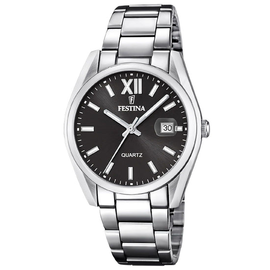 Orologio da uomo solo tempo Festina Classics in acciaio con quadrante nero F20683-6-1