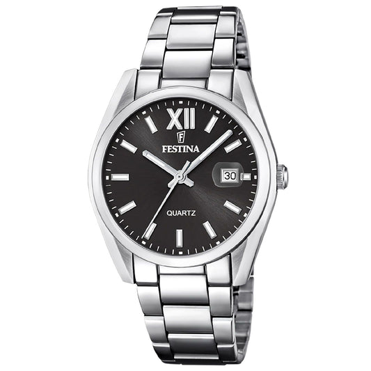 Orologio da uomo solo tempo Festina Classics in acciaio con quadrante nero F20683-6-1