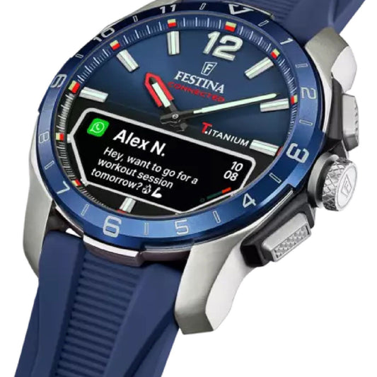 Orologio smartwatch uomo Festina cassa 44mm in titanio e gomma blu F23000-1-2