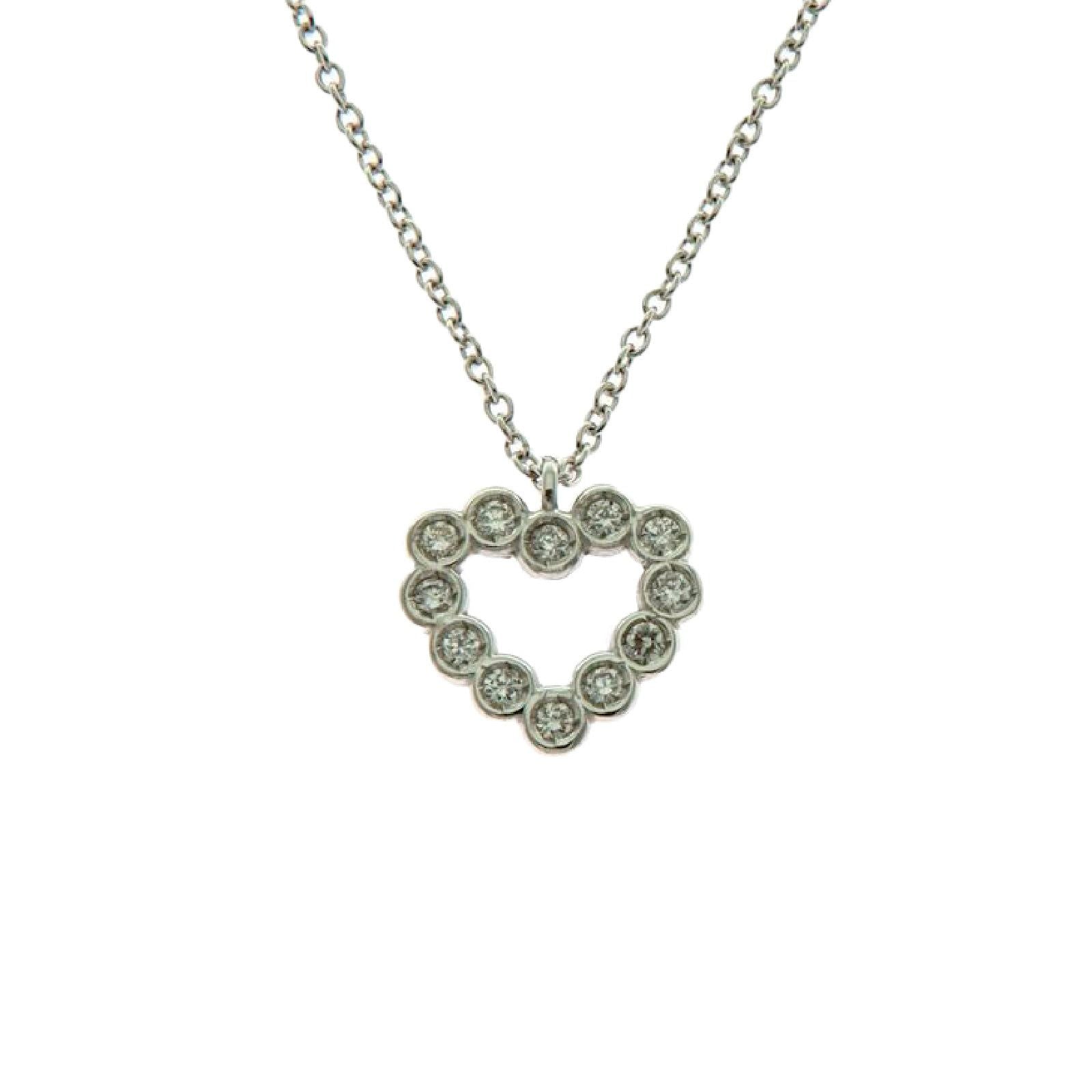 Collana donna Rose Gioielli in oro bianco con cuore di diamanti 0,06ct FA755-1
