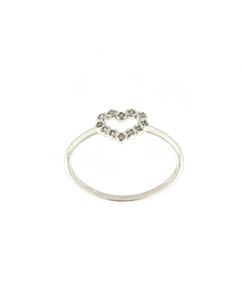 Anello da donna Rose Gioielli in oro bianco 18kt con cuore di diamanti di 0,06ct FA756