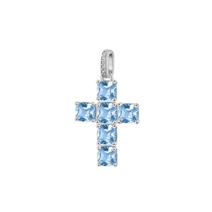Charm della collezione Brosway Fancy da donna in argento 925‰ a forma di croce con zirconi azzurri e bianchi FCL14