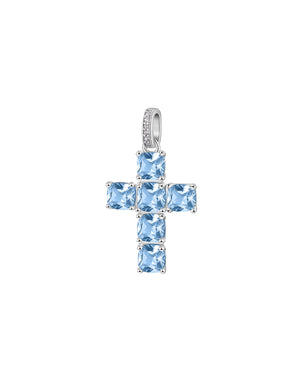 Charm della collezione Brosway Fancy da donna in argento 925‰ a forma di croce con zirconi azzurri e bianchi FCL14
