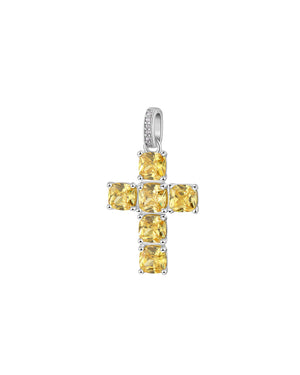Charm della collezione Brosway Fancy da donna in argento 925‰ a forma di croce con zirconi gialli e bianchi FEY03