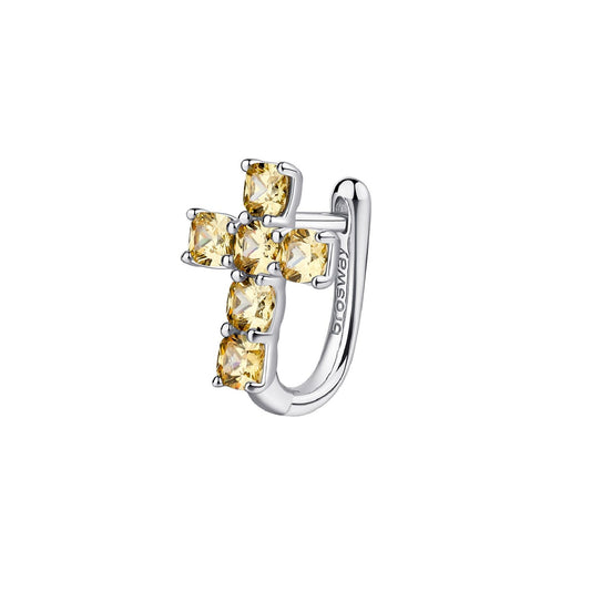 Orecchino croce a lobo donna Brosway Fancy in argento con zirconi gialli FEY10-1
