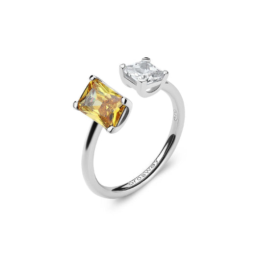 Anello aperto da donna Brosway Fancy in argento con zirconi bianco e giallo FEY13-1