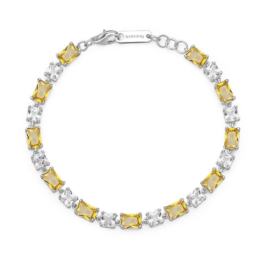 Bracciale tennis donna Brosway Fancy argento zirconi bianchi e gialli FEY15-1