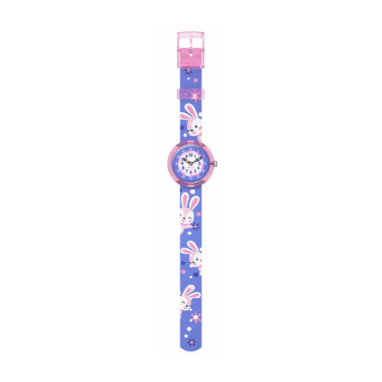 Orologio bimbi Flik Flak in plastica e cinturino con coniglietti