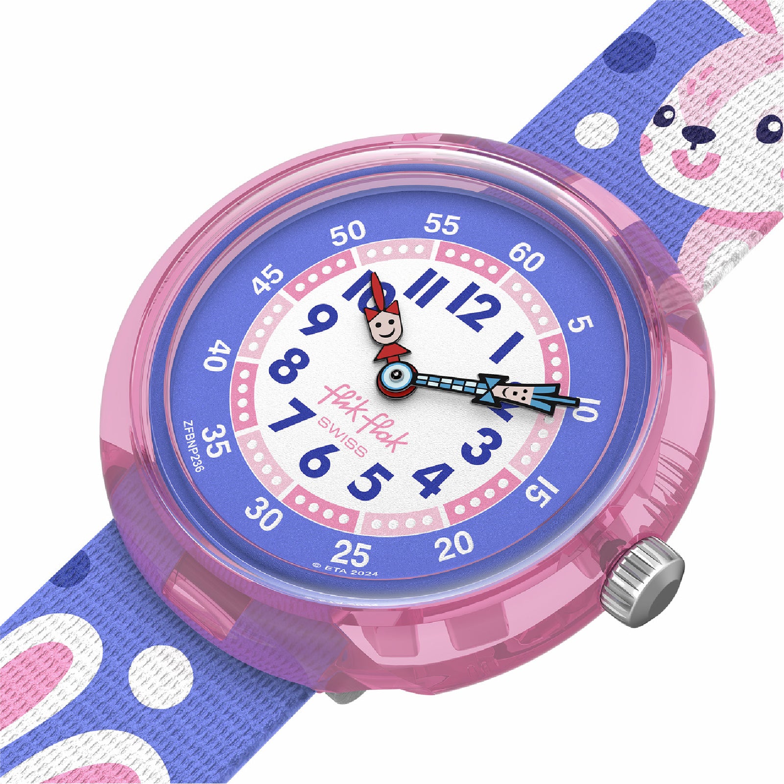 Orologio bimbi Flik Flak in plastica e cinturino con coniglietti