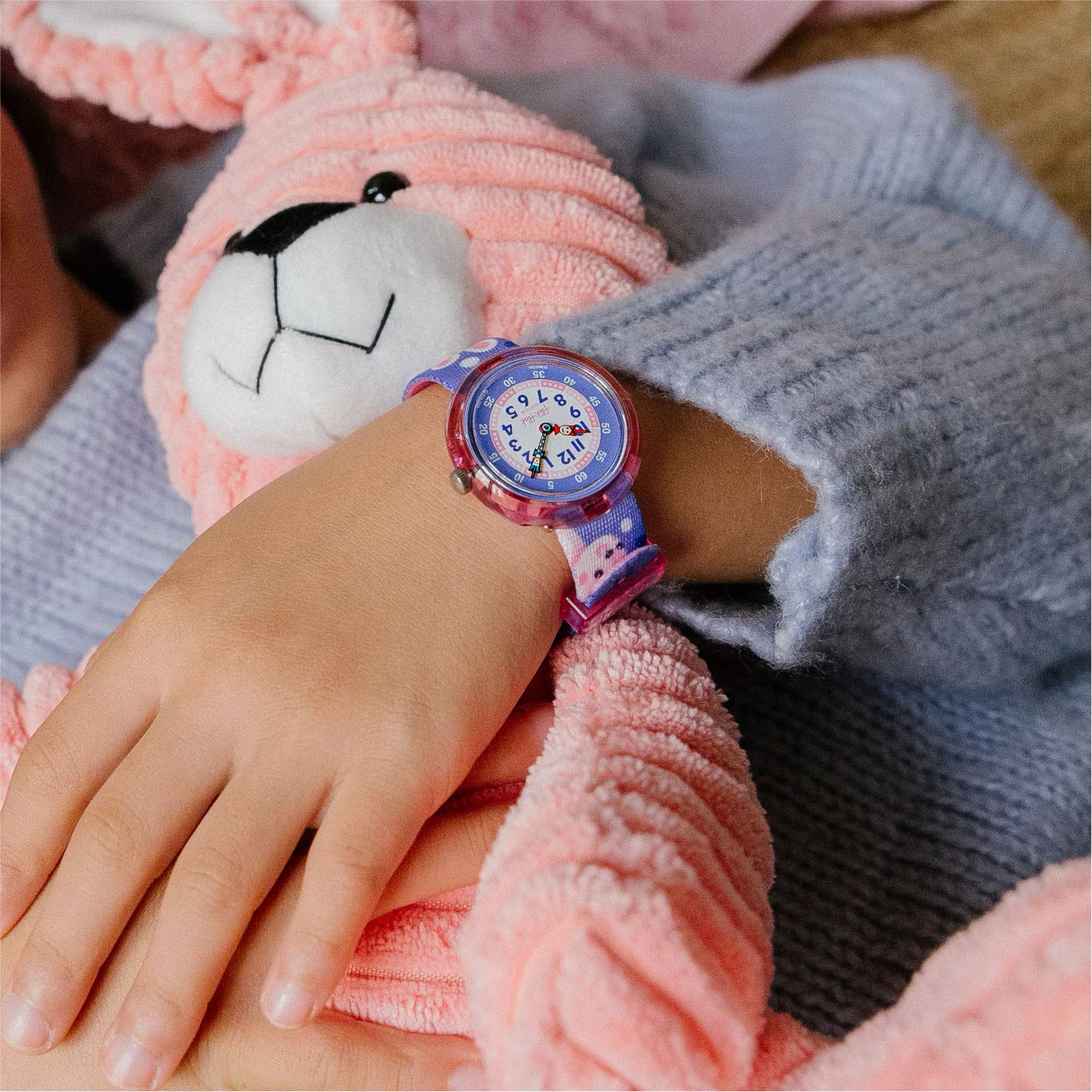 Orologio bimbi Flik Flak in plastica e cinturino con coniglietti