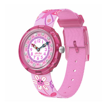 Orologio solo tempo bambina Flik Flak Happy Meadow rosa con cristalli MISURA UNICA