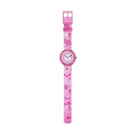 Orologio solo tempo bambina Flik Flak Happy Meadow rosa con cristalli MISURA UNICA