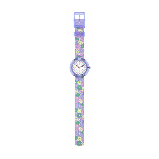 Orologio solo tempo bambina Flik Flak Flower Fields lilla con fiorellini MISURA UNICA