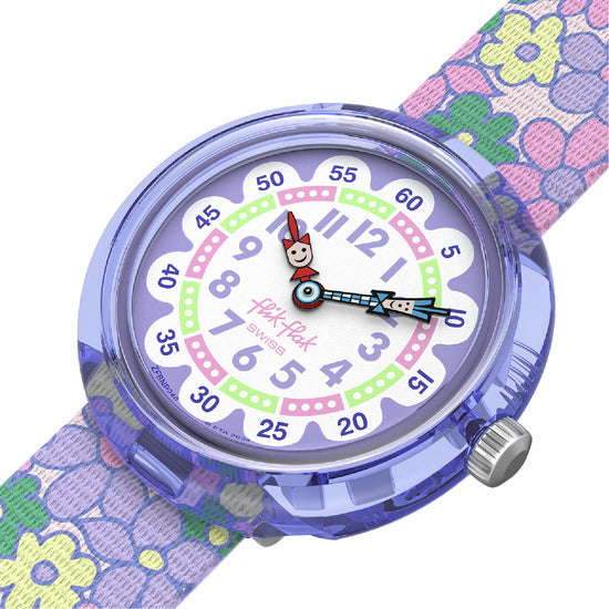 Orologio solo tempo bambina Flik Flak Flower Fields lilla con fiorellini MISURA UNICA