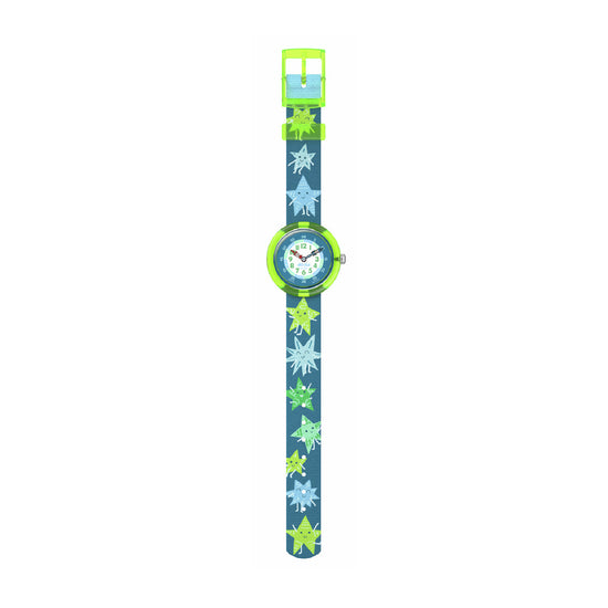 Orologio solo tempo bambino Flik Flak Starry Glow blu e verde MISURA UNICA