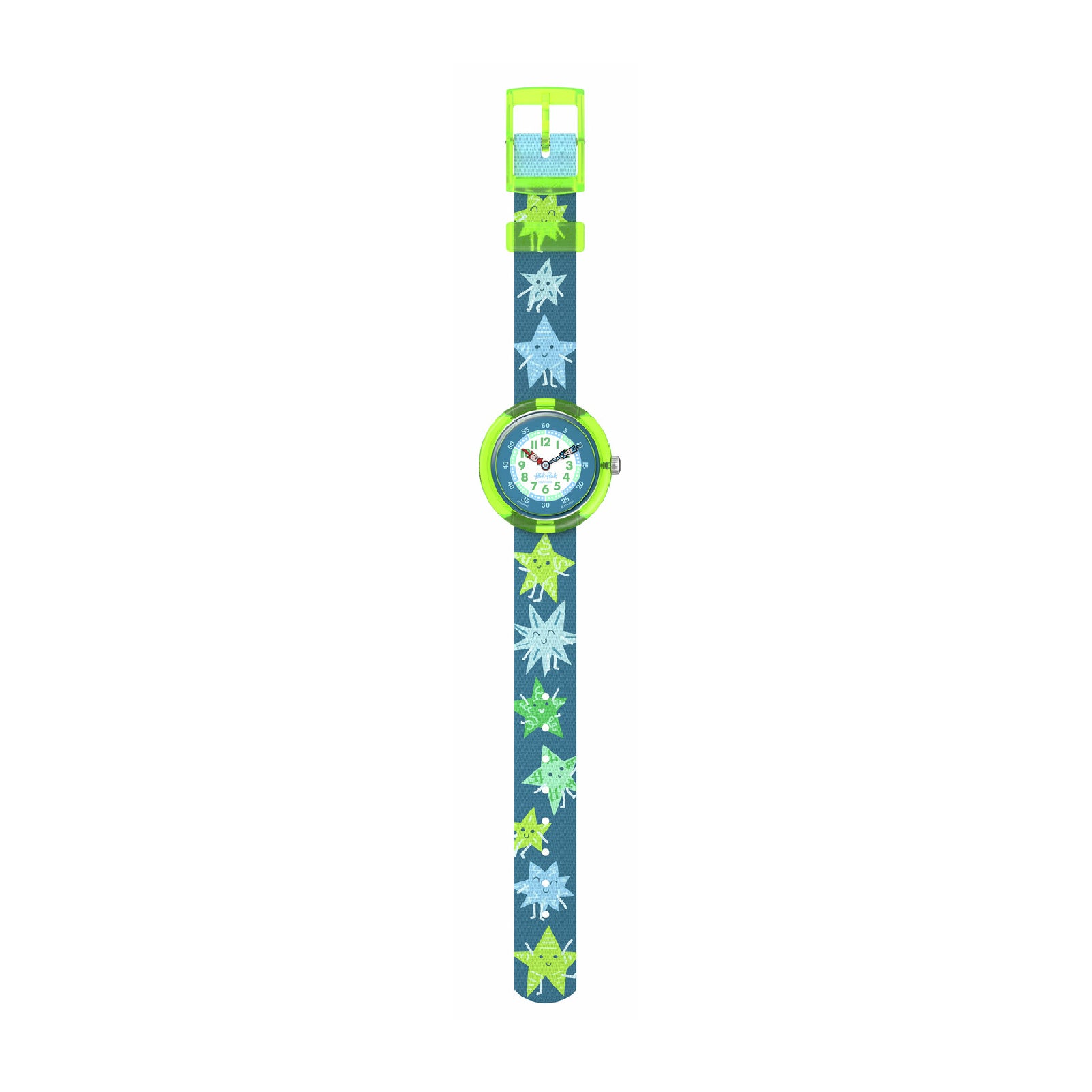 Orologio solo tempo bambino Flik Flak Starry Glow blu e verde MISURA UNICA