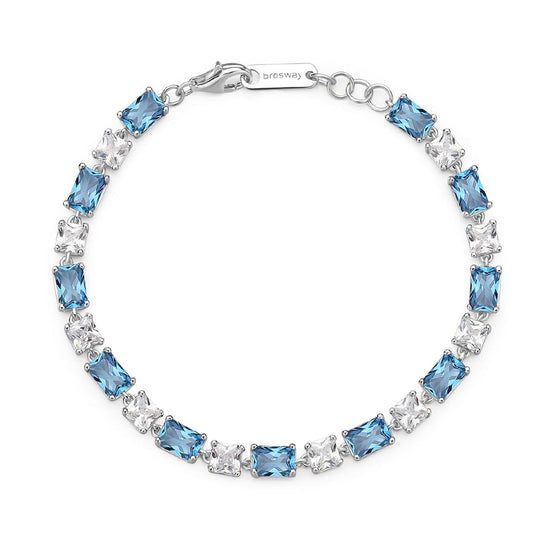 Bracciale tennis donna Brosway Fancy argento zirconi bianchi e blu FFB16-1