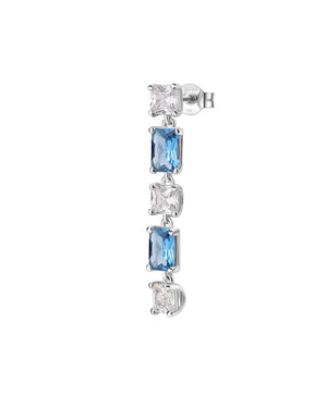 Mono orecchino pendente della collezione Brosway Fancy da donna in argento 925 con zirconi bianchi e blu con chiusura a perno FFB17