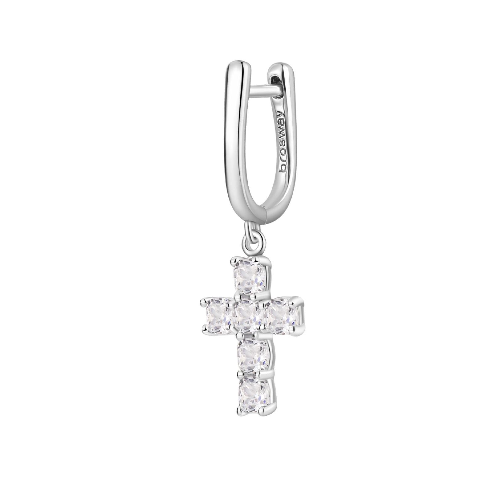 Orecchino croce pendente Brosway Fancy donna in argento e zirconi bianchi FIW22-1
