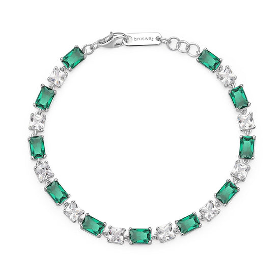 Bracciale tennis donna Brosway Fancy argento zirconi bianchi e verde FLG16-1