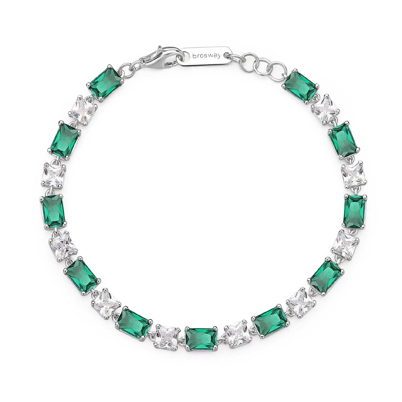 Bracciale tennis donna Brosway Fancy argento zirconi bianchi e verde FLG16-1