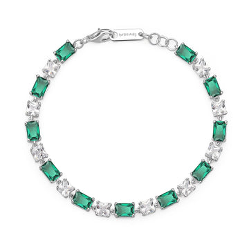 Bracciale tennis donna Brosway Fancy argento zirconi bianchi e verde FLG16-1