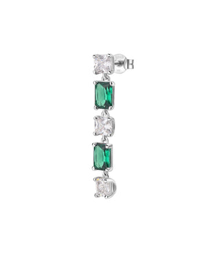 Mono orecchino pendente della collezione Brosway Fancy da donna in argento 925 con zirconi bianchi e verde con chiusura a perno FLG17