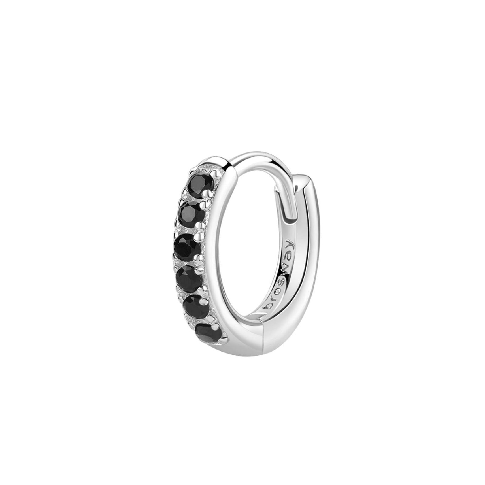 Orecchino cerchio donna Brosway Fancy in argento 12 mm con zirconi neri FMB84-1