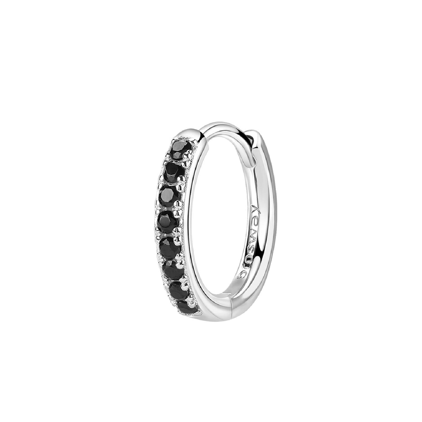 Orecchino cerchio donna Brosway Fancy in argento 14 mm con zirconi neri FMB85-1