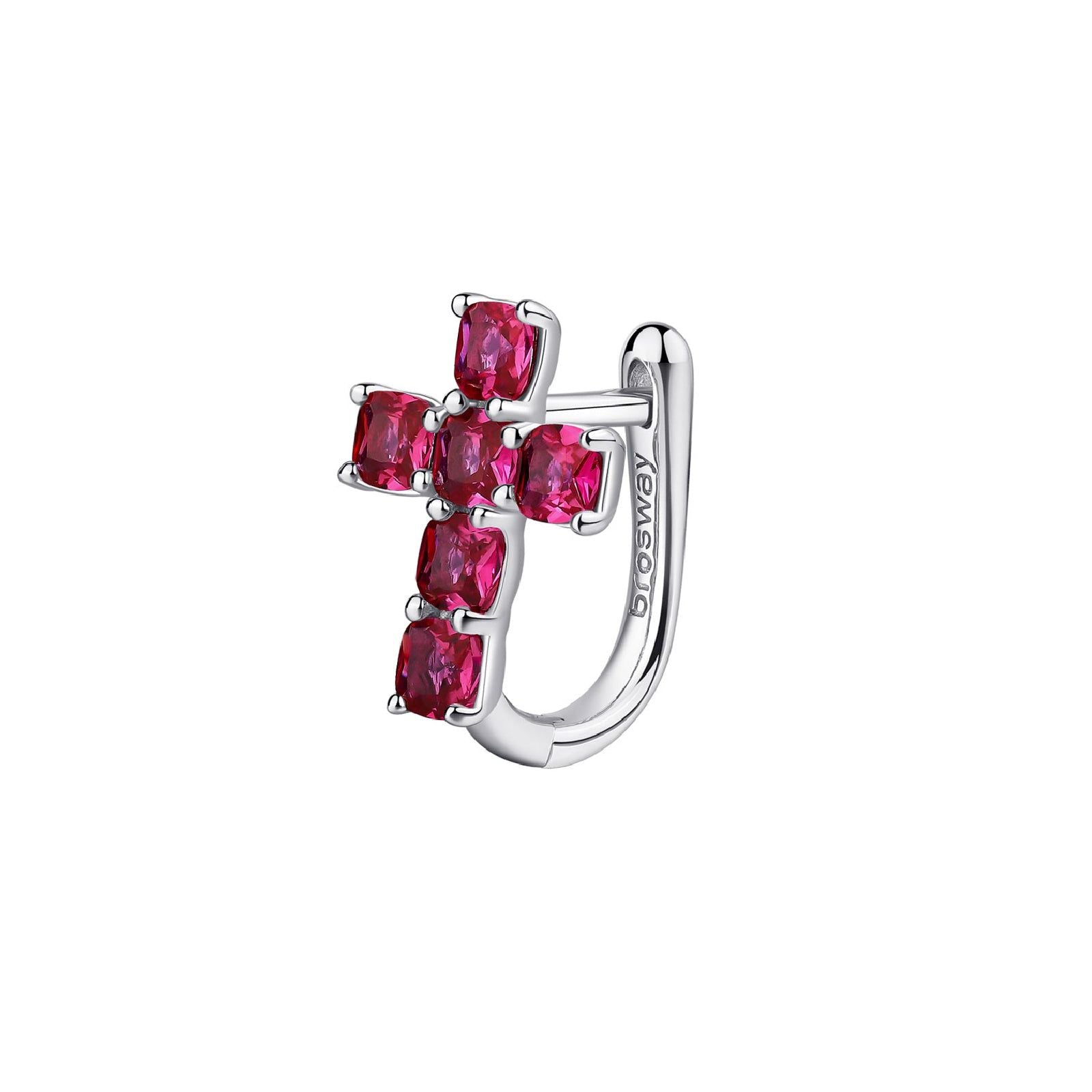 Orecchino a lobo Brosway Fancy donna in argento con croce e zirconi rossi FPR14-1