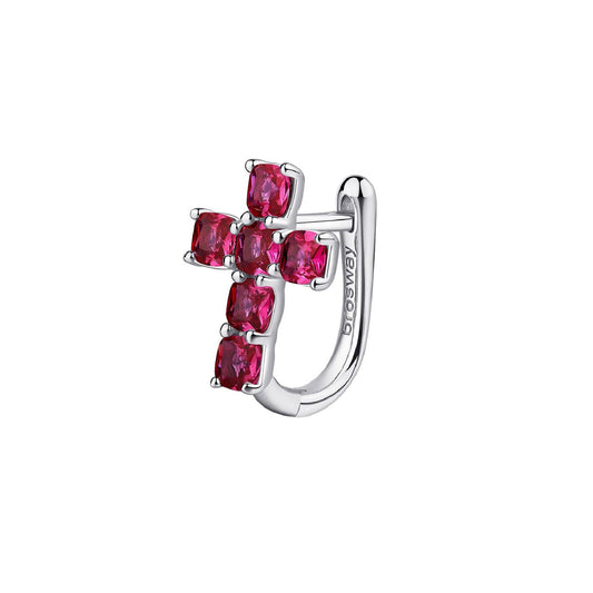 Orecchino a lobo Brosway Fancy donna in argento con croce e zirconi rossi FPR14-1