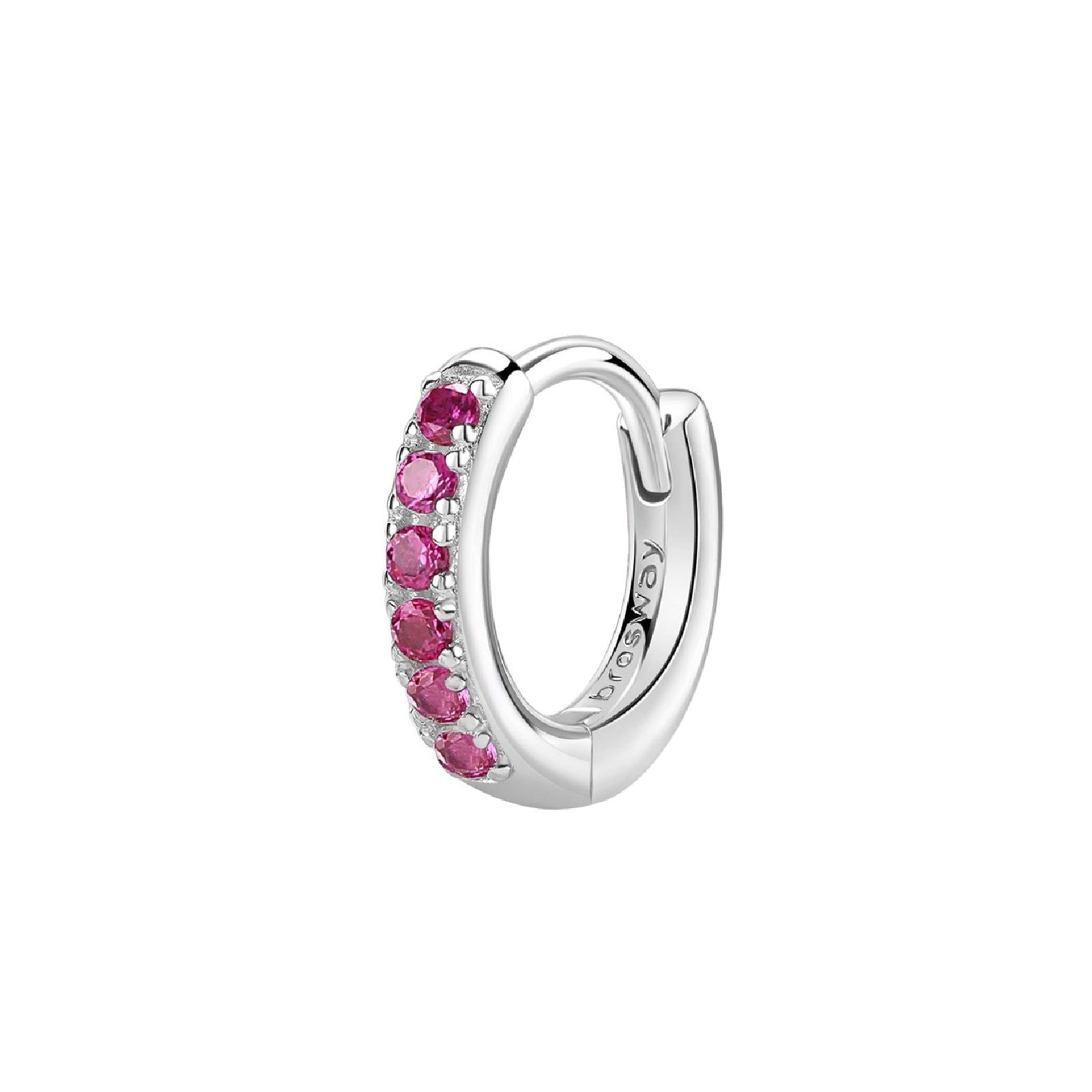 Orecchino cerchio donna Brosway Fancy in argento 12 mm con zirconi rossi FPR84-1